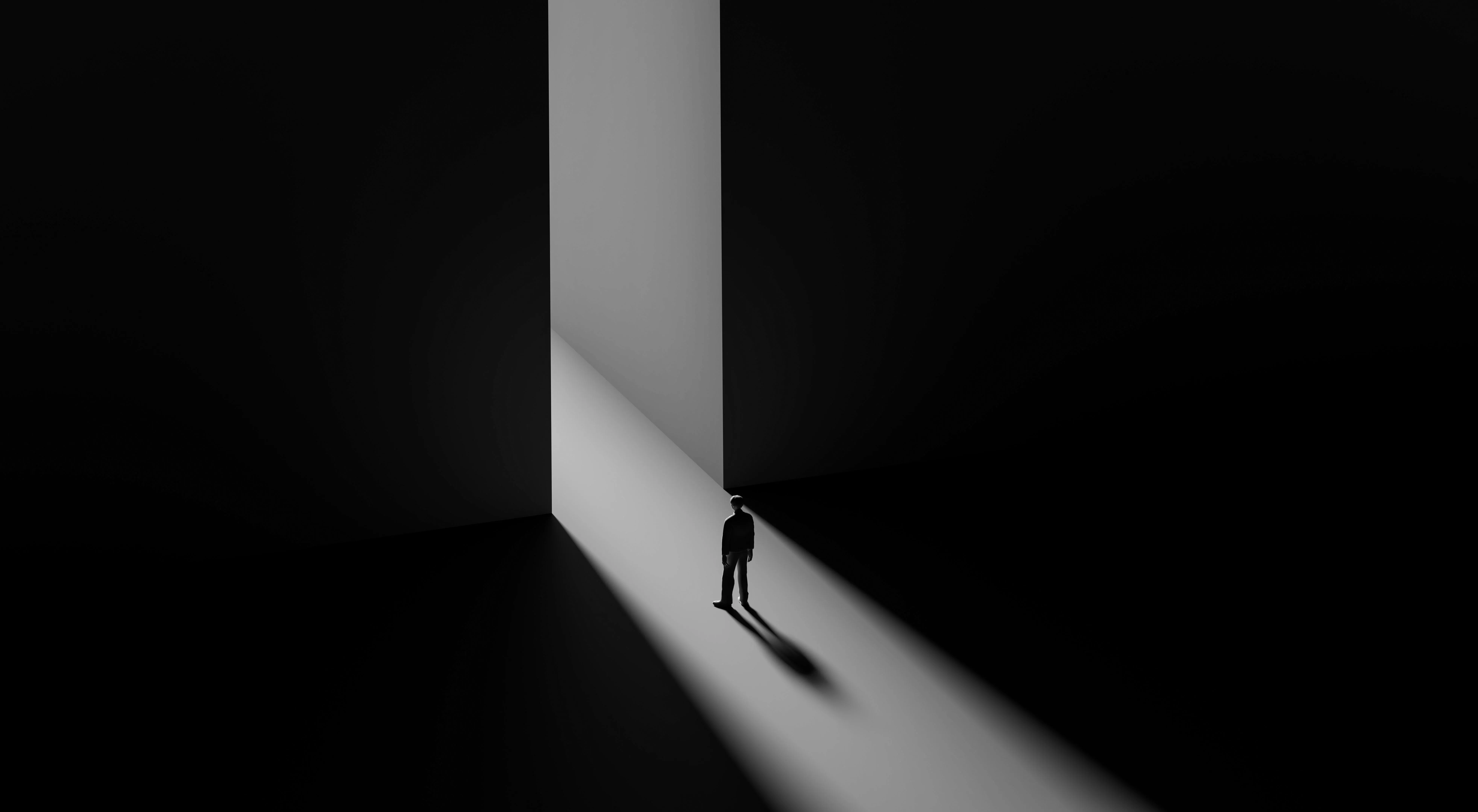 Image of a person staring into a void unsure of what the future holds.